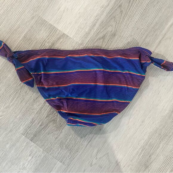 NWT French Connection Cobalt Blue Sunny Stripe Side Tie Bikini Bottom Medium - Picture 2 of 3
